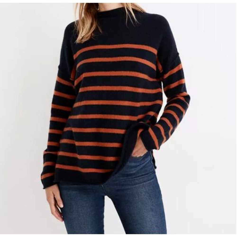 NWT Madewell Striped Whitworth Mockneck Sweater  Women's Size XL Multi